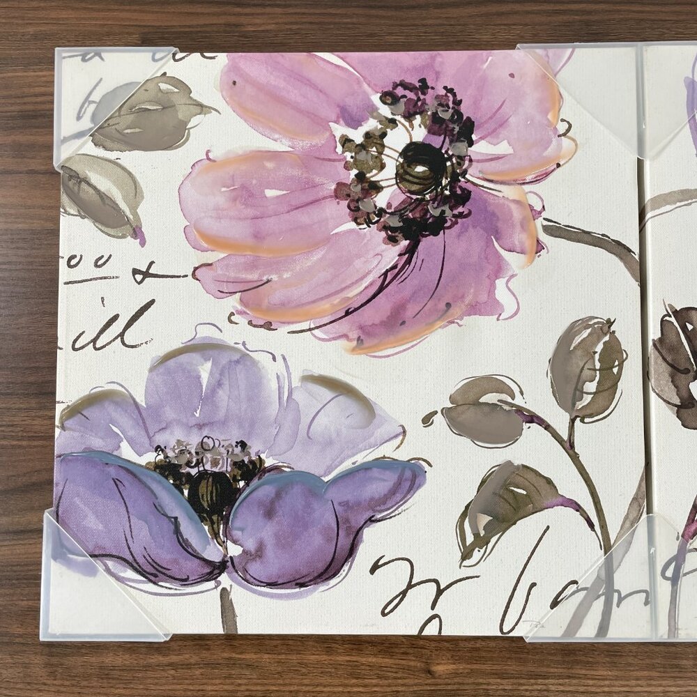 Pela Studio Beautiful Gray & Purple Blooming Flower Set 14"x14" Stretched Canvas - Picture 3 of 16